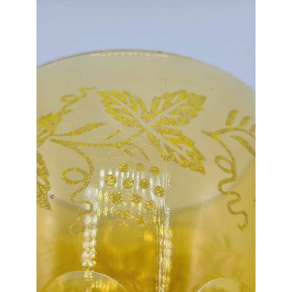 VTG Indiana Glass Amber Embossed Grapevine Thumbprint Goblet - Picture 8 of 8